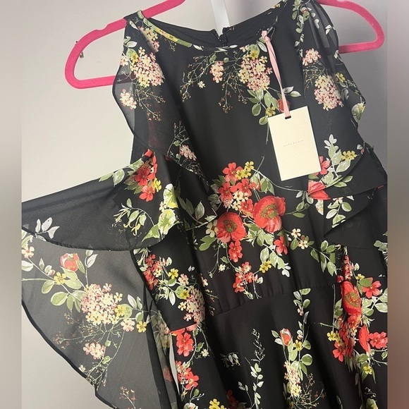 ALEX MARIE Penelope Floral Cold Shoulder Ruffle Chiffon Long Dress - Picture 6 of 8